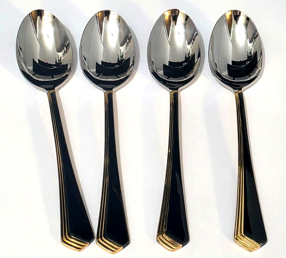 YAMAZAKI Patrick Ramona Black/Gold Stainless Tablespoons Set of 4